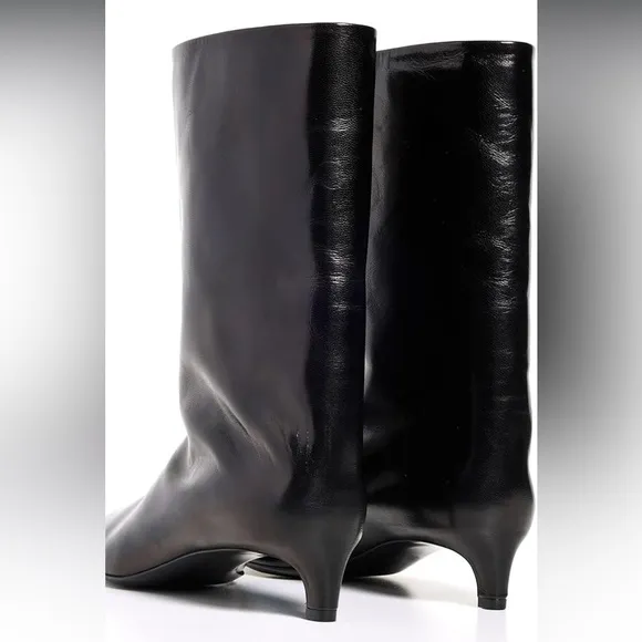 Pointed Toe Kitten Heel Mid Calf Boots Comfort Sexy Pull On Wide Calf