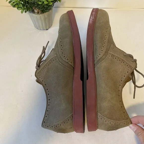 Polo Ralph Lauren Orrick 10 D Tan Suede Leather‎ Brogue Wingtip Casual Shoes