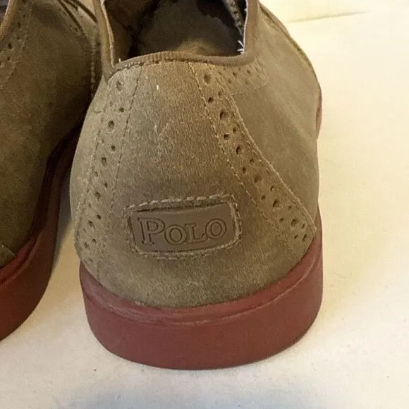 Polo Ralph Lauren Orrick 10 D Tan Suede Leather‎ Brogue Wingtip Casual Shoes