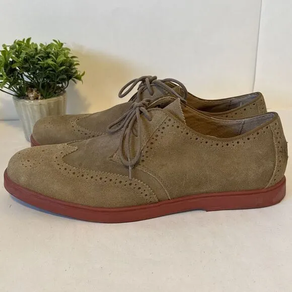 Polo Ralph Lauren Orrick 10 D Tan Suede Leather‎ Brogue Wingtip Casual Shoes