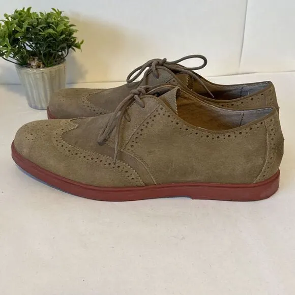 Polo Ralph Lauren Orrick 10 D Tan Suede Leather‎ Brogue Wingtip Casual Shoes