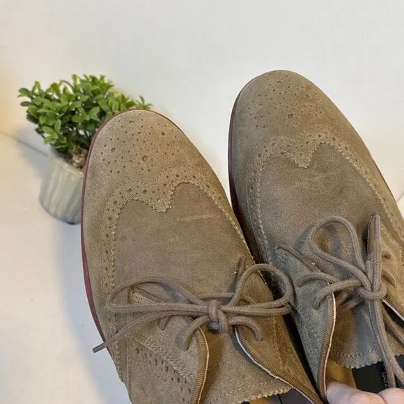 Polo Ralph Lauren Orrick 10 D Tan Suede Leather‎ Brogue Wingtip Casual Shoes