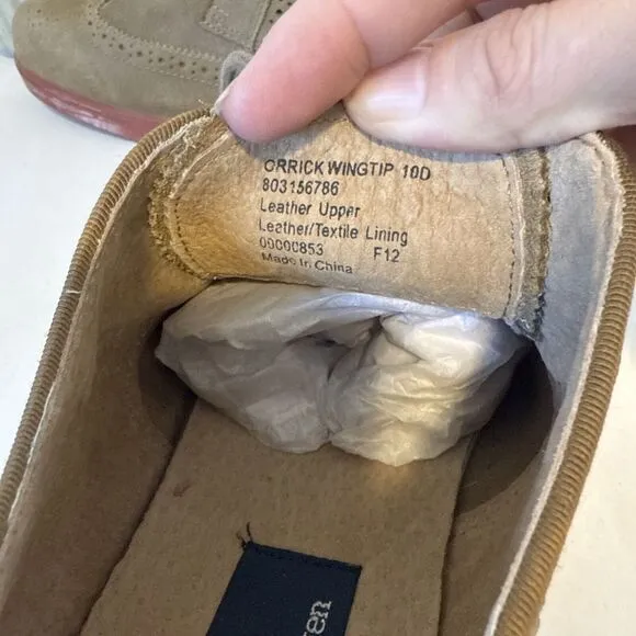 Polo Ralph Lauren Orrick 10 D Tan Suede Leather‎ Brogue Wingtip Casual Shoes