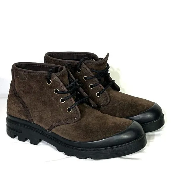 Polo Ralph Lauren Umar Dark Brown Suede Leather Moc Toe Work Boots Mens 7 EUC