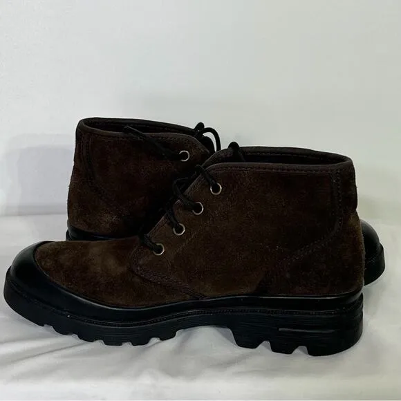 Polo Ralph Lauren Umar Dark Brown Suede Leather Moc Toe Work Boots Mens 7 EUC