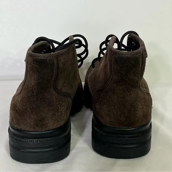 Polo Ralph Lauren Umar Dark Brown Suede Leather Moc Toe Work Boots Mens 7 EUC