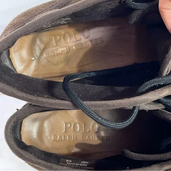 Polo Ralph Lauren Umar Dark Brown Suede Leather Moc Toe Work Boots Mens 7 EUC