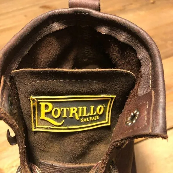 Potrillo Brown Leather Men's Work Boots Made in Mexico Size 7.5