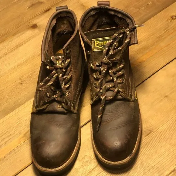 Potrillo Brown Leather Men's Work Boots Made in Mexico Size 7.5