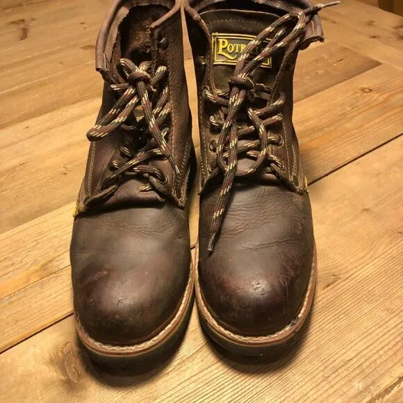 Potrillo Brown Leather Men's Work Boots Made in Mexico Size 7.5