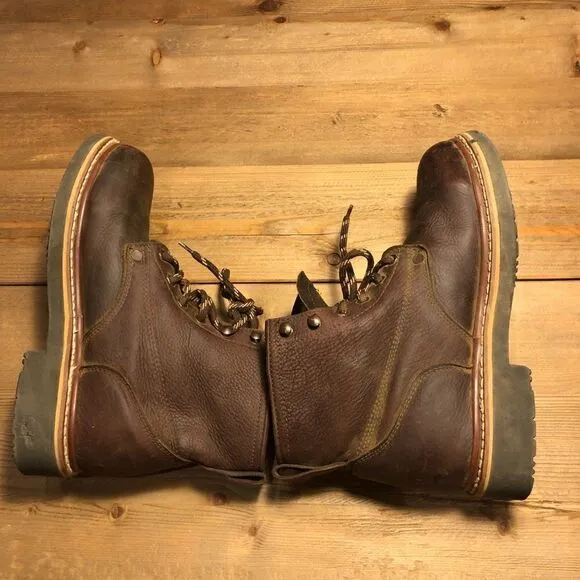 Potrillo Brown Leather Men's Work Boots Made in Mexico Size 7.5