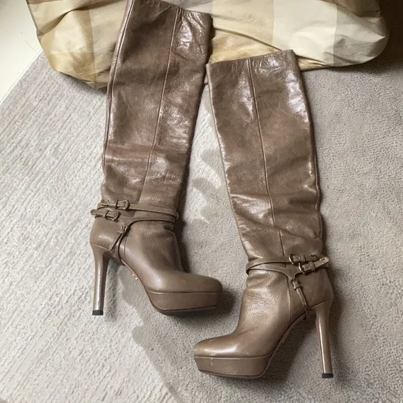 Prada leather tall boots