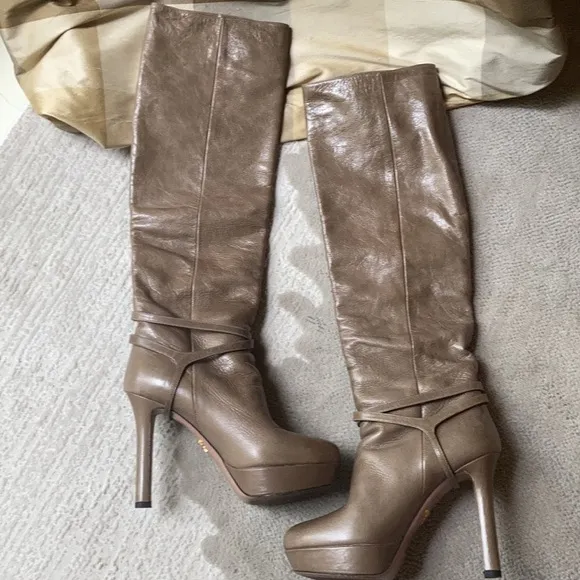 Prada leather tall boots