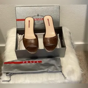 Prada sandals brown only worn a few times. Dust bag included!