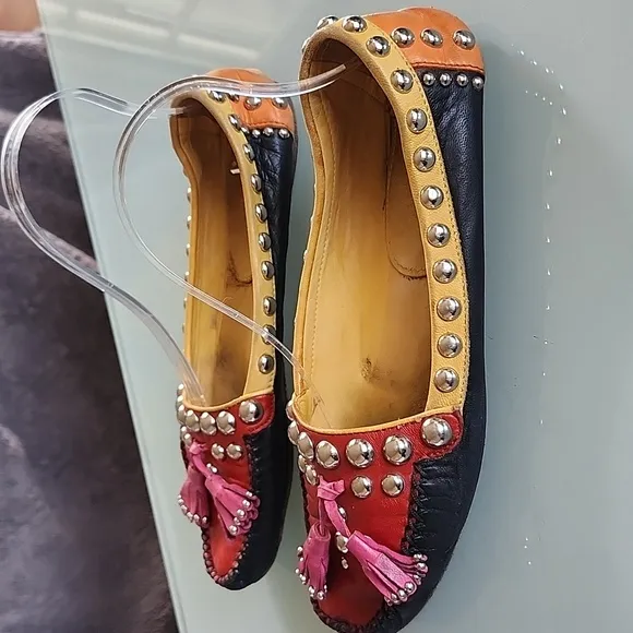 Prada Stuuded Tassel Slip-on Loafers