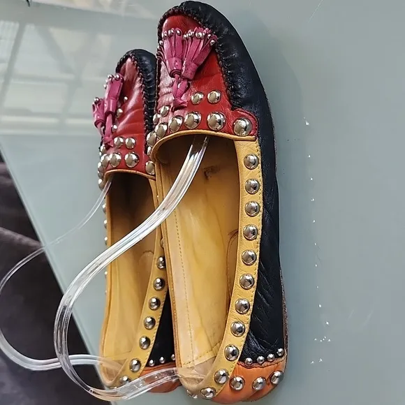 Prada Stuuded Tassel Slip-on Loafers