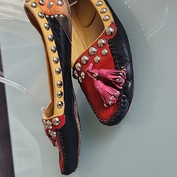 Prada Stuuded Tassel Slip-on Loafers