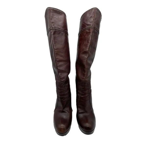 Prada Tall Platform Pull On Boots Women’s 8.5 / 38.5 Brown Retro Vintage Preppy