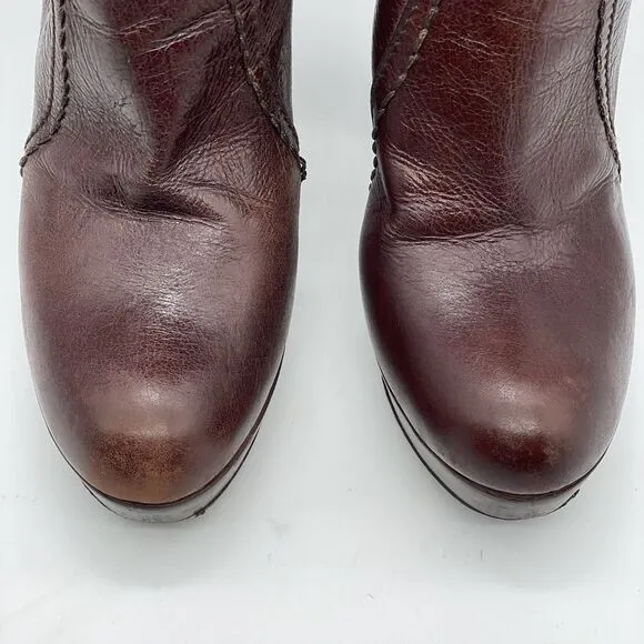 Prada Tall Platform Pull On Boots Women’s 8.5 / 38.5 Brown Retro Vintage Preppy