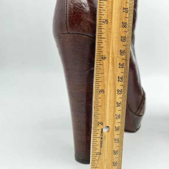 Prada Tall Platform Pull On Boots Women’s 8.5 / 38.5 Brown Retro Vintage Preppy
