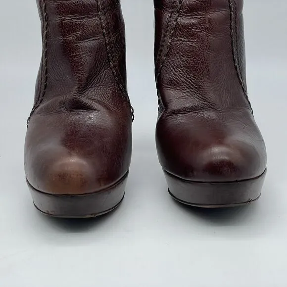 Prada Tall Platform Pull On Boots Women’s 8.5 / 38.5 Brown Retro Vintage Preppy