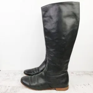 PRADA Tall Riding Boots Black Leather size 36.5 US 6.5