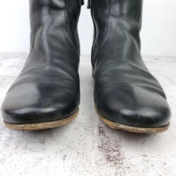 PRADA Tall Riding Boots Black Leather size 36.5 US 6.5