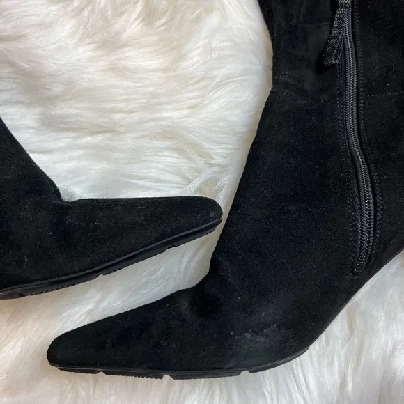 Prada tall suede heeled boots
