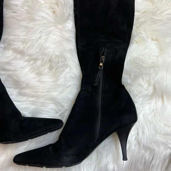 Prada tall suede heeled boots