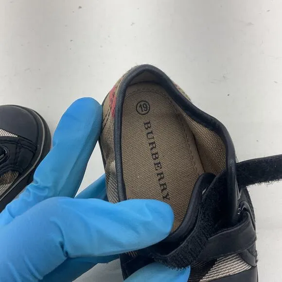 Preowned Burberry Baby Shoes Size 19 Beige Black Plaid Trainers Athletic