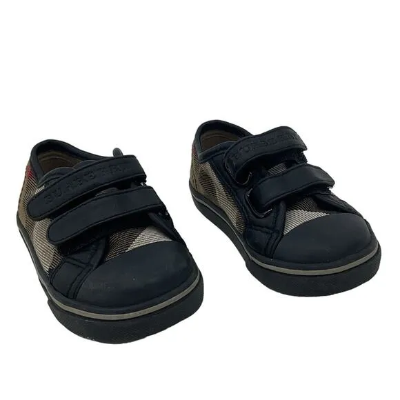 Preowned Burberry Baby Shoes Size 19 Beige Black Plaid Trainers Athletic
