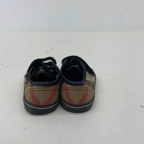 Preowned Burberry Baby Shoes Size 19 Beige Black Plaid Trainers Athletic