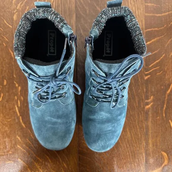 Propet Delaney Blue Suede Water Resistant Comfort Ankle Boot SIZE 10