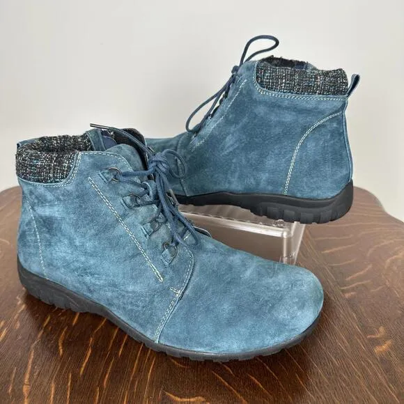 Propet Delaney Blue Suede Water Resistant Comfort Ankle Boot SIZE 10