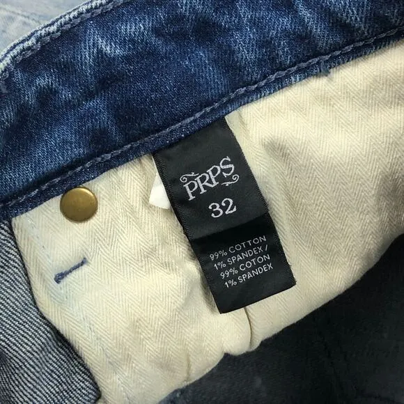 PRPS Stretch Windsor Tapered Skinny Fit Jeans Pants 32x34 Bleach Paint B30