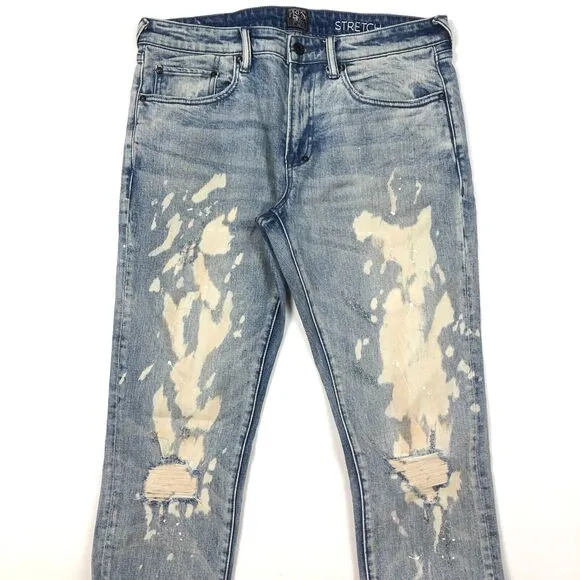 PRPS Stretch Windsor Tapered Skinny Fit Jeans Pants 32x34 Bleach Paint B30