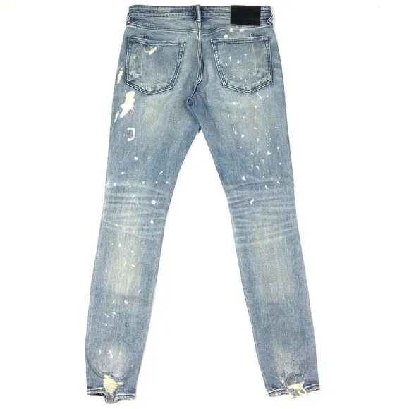 PRPS Stretch Windsor Tapered Skinny Fit Jeans Pants 32x34 Bleach Paint B30