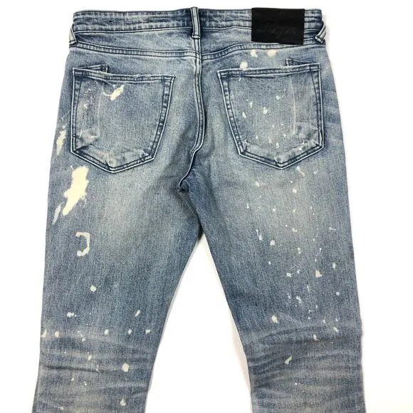 PRPS Stretch Windsor Tapered Skinny Fit Jeans Pants 32x34 Bleach Paint B30