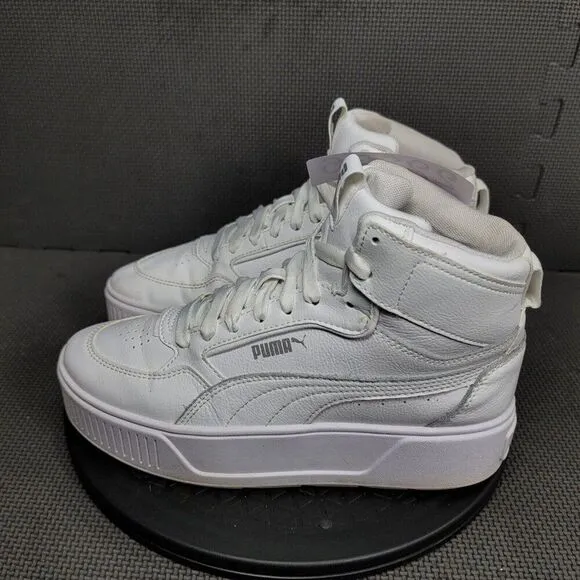 Puma Karmen Rebelle Mid Platform Shoes Youth Sz 6.5 White Sneakers Trainers