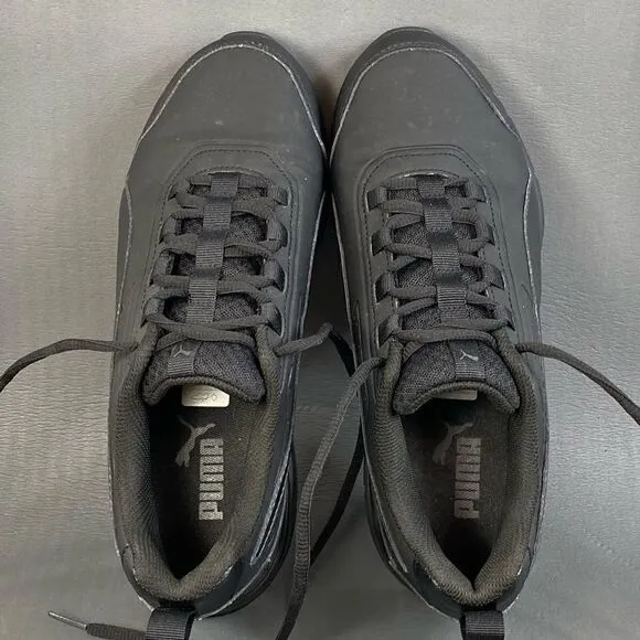 Puma Leader VT SL Lace-Ups Triple Black Sneaker Shoes mens size 7(womens 9)