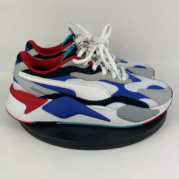 Puma RS-X3 Puzzle White/Red/Blue Athletic Shoes 371570-05 Men's Size 9.5