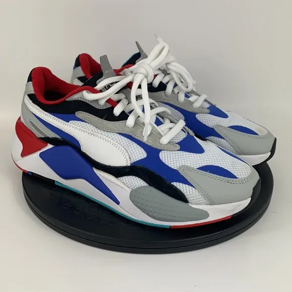 Puma RS-X3 Puzzle White/Red/Blue Athletic Shoes 371570-05 Men's Size 9.5