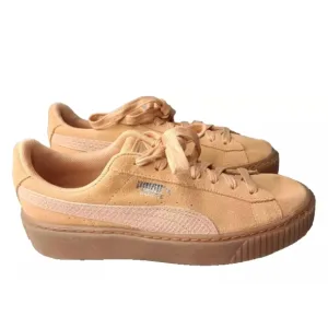 Puma Suede Platform Animal Shoes Womens 7.5 Sneaker Coral-Silver