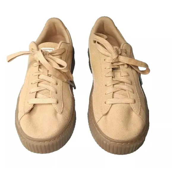 Puma Suede Platform Animal Shoes Womens 7.5 Sneaker Coral-Silver