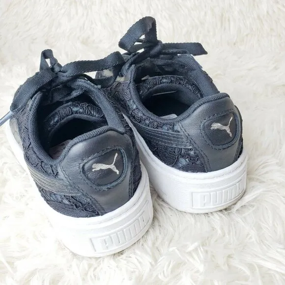 Puma Women's Basket Platform FO Sneakers Casual Shoes Black Size 6 EUC