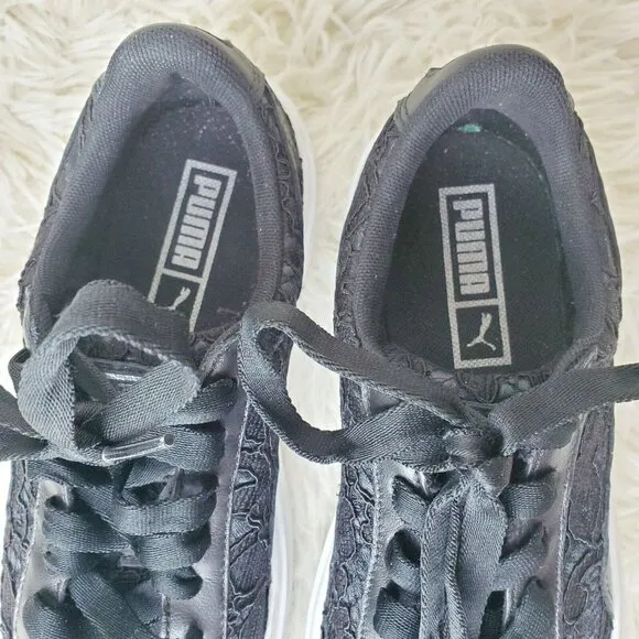 Puma Women's Basket Platform FO Sneakers Casual Shoes Black Size 6 EUC