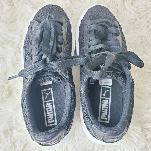 Puma Women's Basket Platform FO Sneakers Casual Shoes Black Size 6 EUC