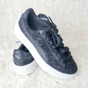 Puma Women's Basket Platform FO Sneakers Casual Shoes Black Size 6 EUC