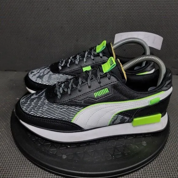 Puma Future Rider Visual Shoes Youth Sz 6.5 Black Gray Athletic Trainers Sneaker