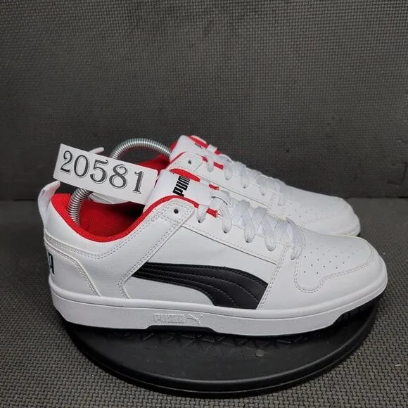 Puma Rebound Layup Lo Shoes Mens Sz 8 White Red Athletic Trainers Sneakers